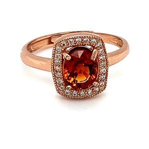 Spessartine 1.35ct Rose Gold Finish Silver Ring